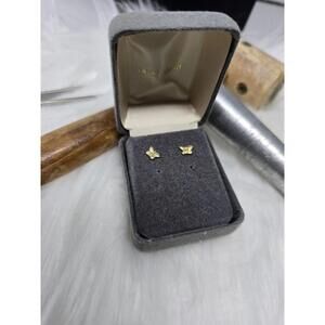 14K Yellow Gold Tiny Butterfly Stud Earrings Pierced